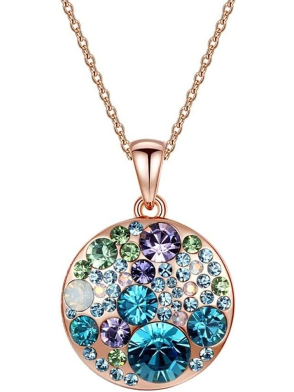 Stunning Austrian Crystal Disc Pendant Necklace for Women - Elegant Jewelry Gift